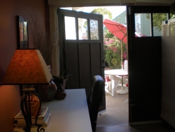 Carriage doors turn this garage into a home office
