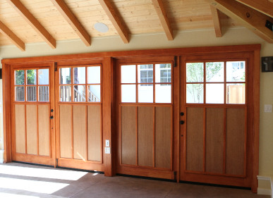 Out swing carriage doors allow garages to be turned into living spaces