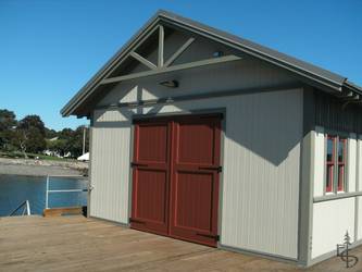 OL2P - Olympic style with 2 panels on a public boat house in the Boston area.